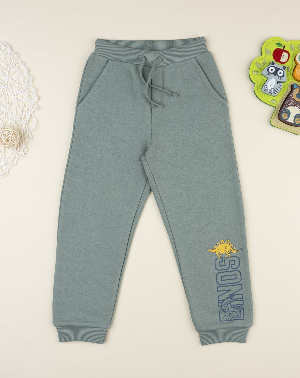 Pantalone bambino verde con stampa