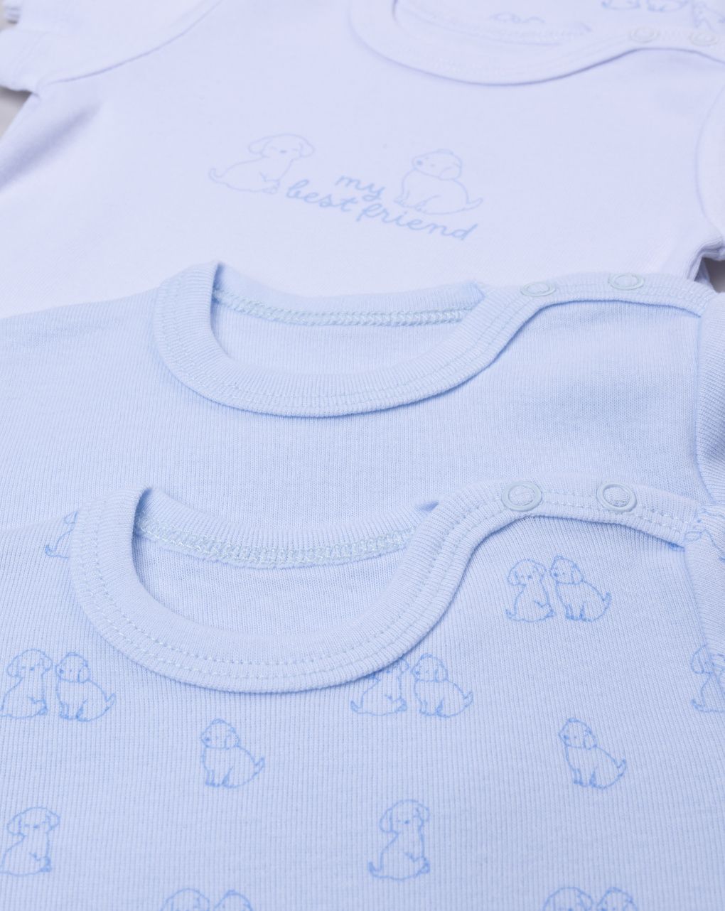 Pack 5 body girocollo bianco/azzurro