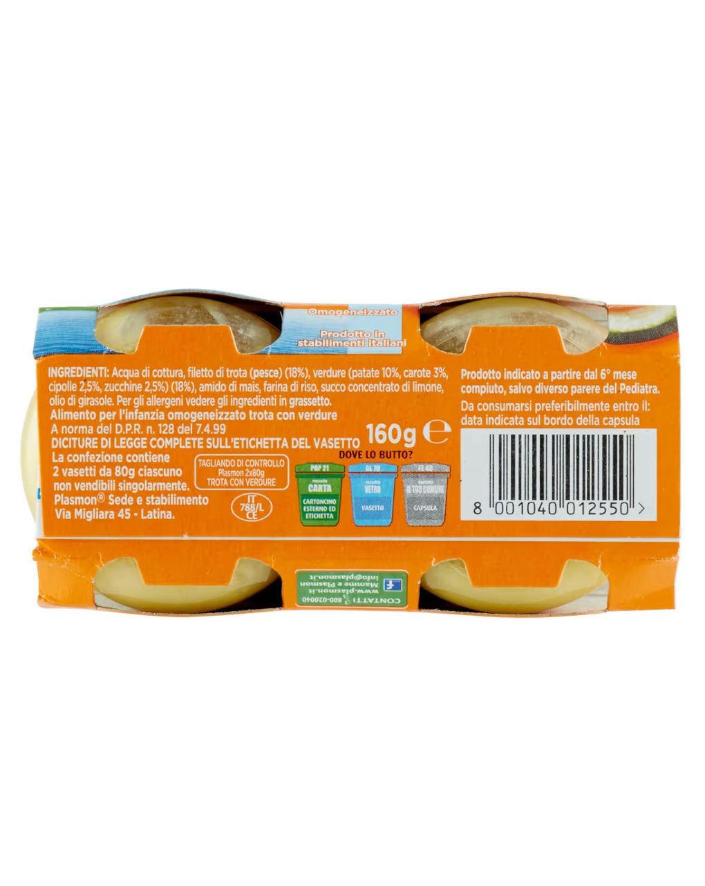 Omogeneizzato trota – verdure – 2x80g - plasmon