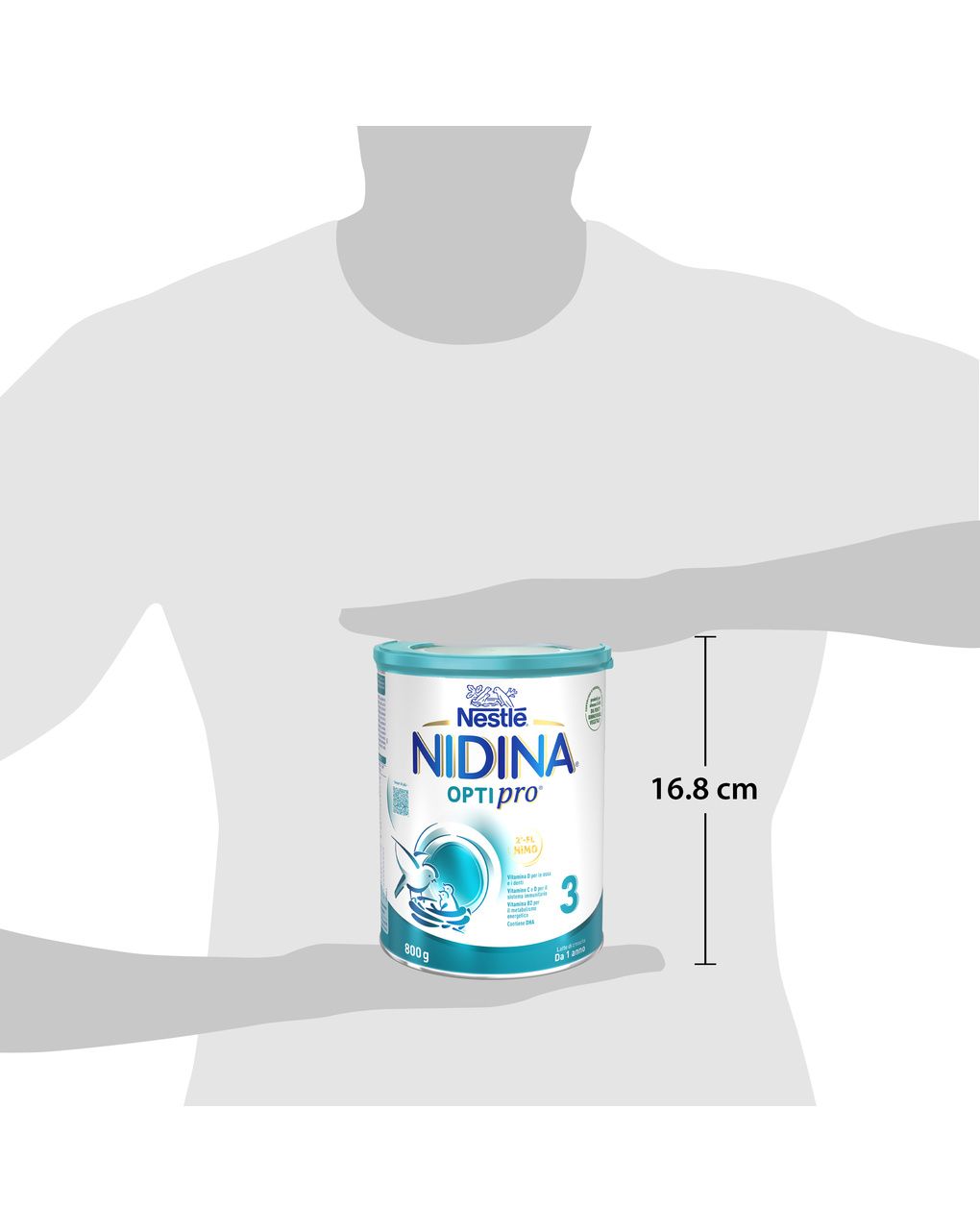 Latte di crescita in polvere nidina optipro 3 dai 12 mesi. latta 800 gr - nestlé