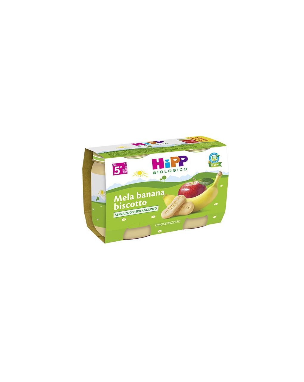 Omogeneizzato mela, banana e biscotto 2x125g - hipp