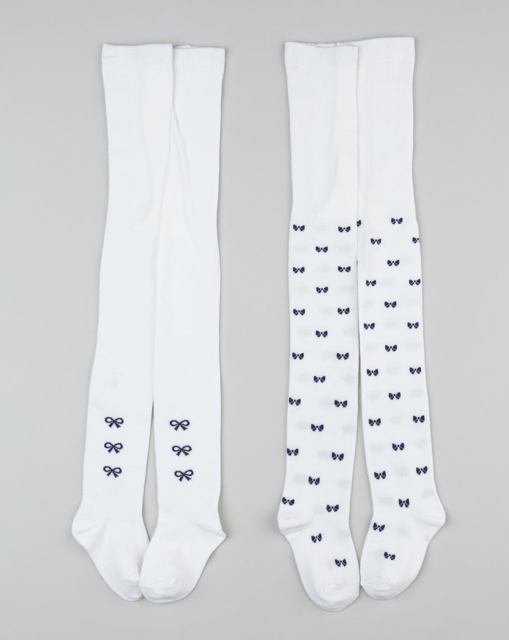 Pack 2 collant bimba bianco fiocchi