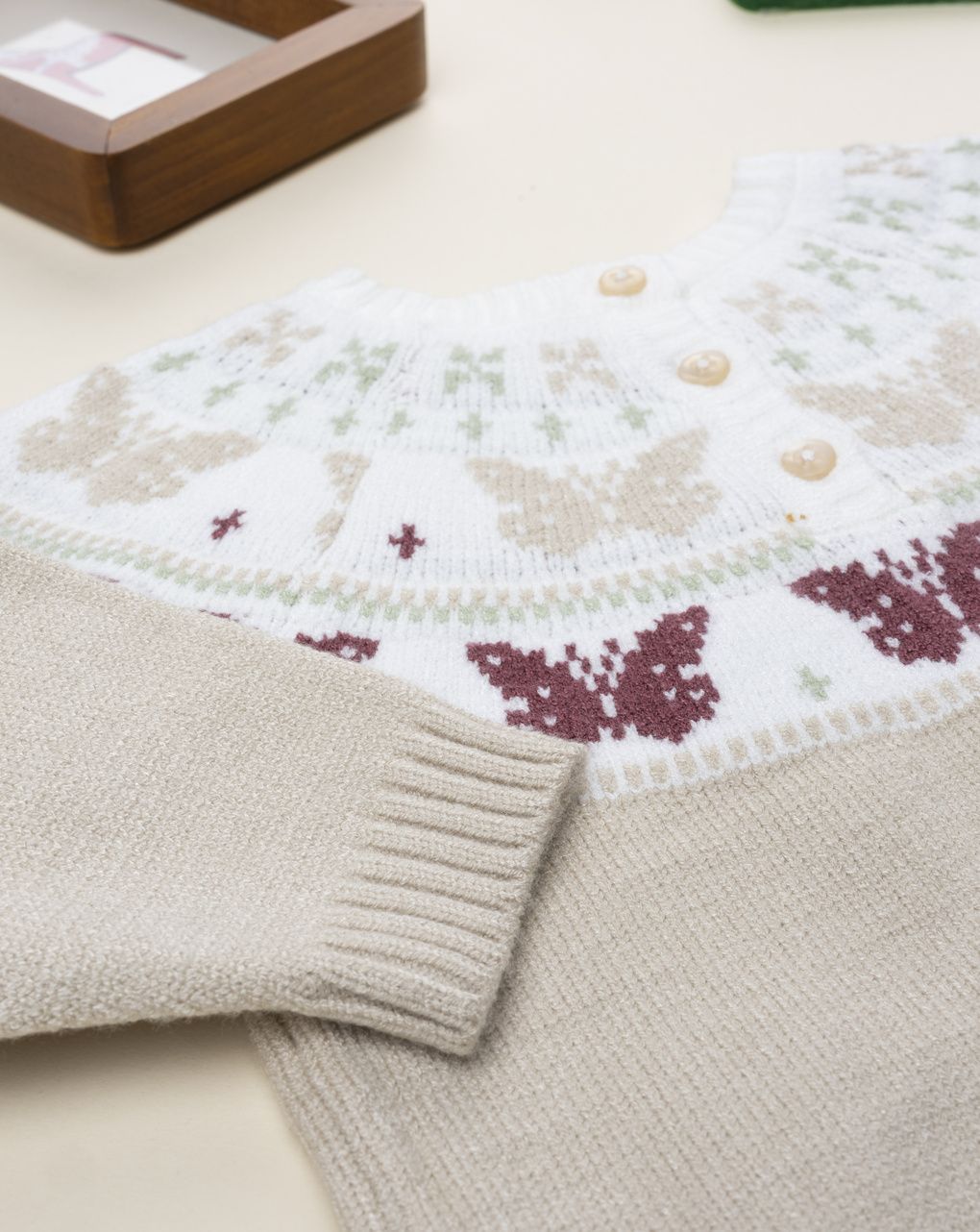Maglia bimba beige farfalle