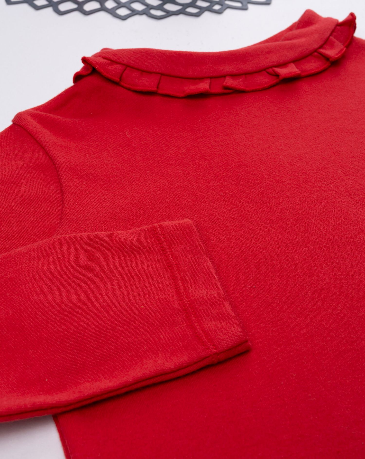 T-shirt bimba rossa con colletto