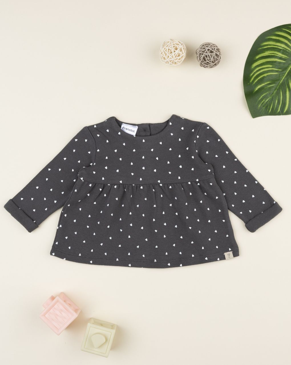 Maglia bimba grigio cuori allover