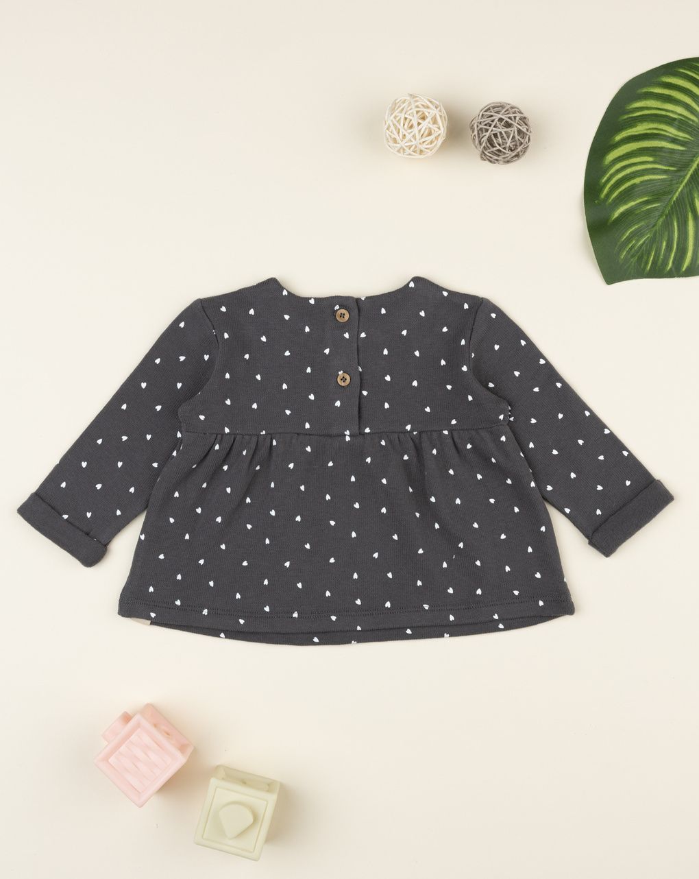 Maglia bimba grigio cuori allover