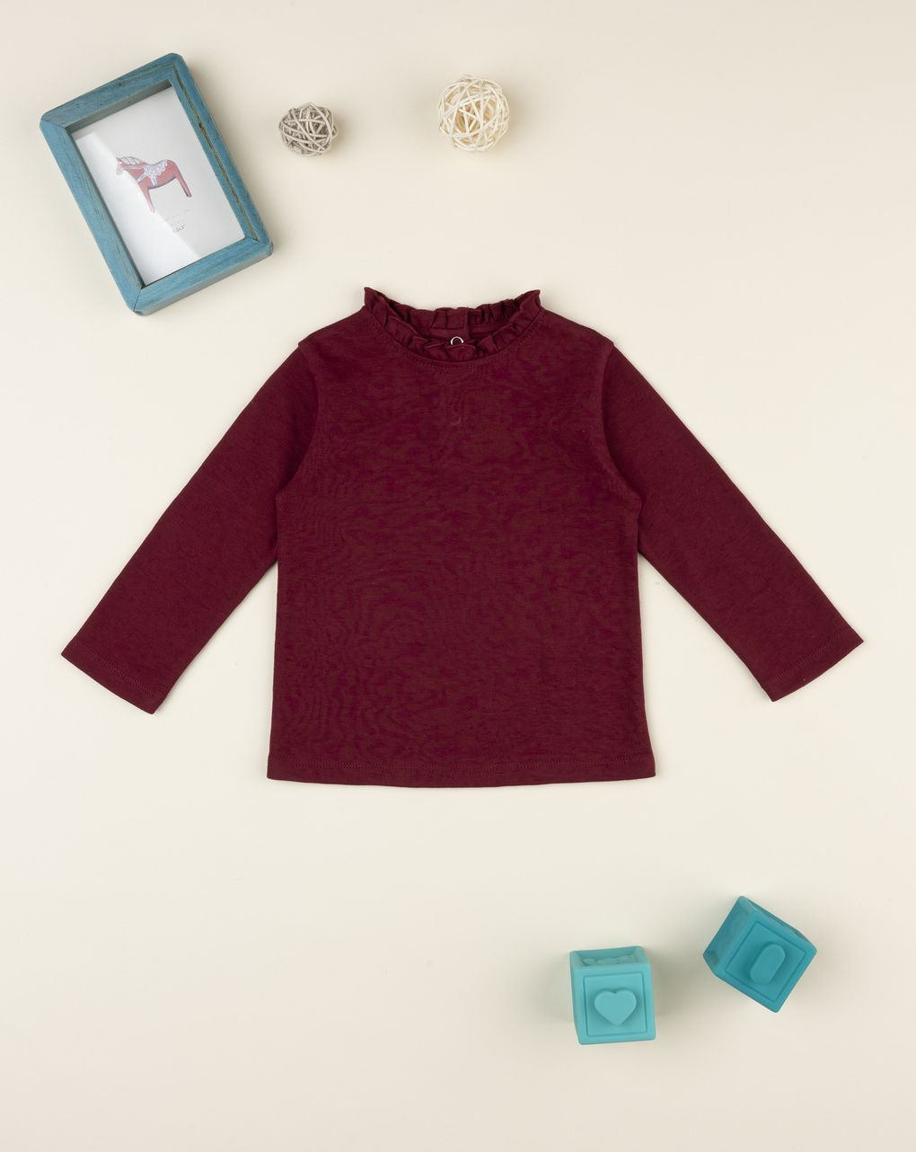 T-shirt manica lunga bimba bordeaux
