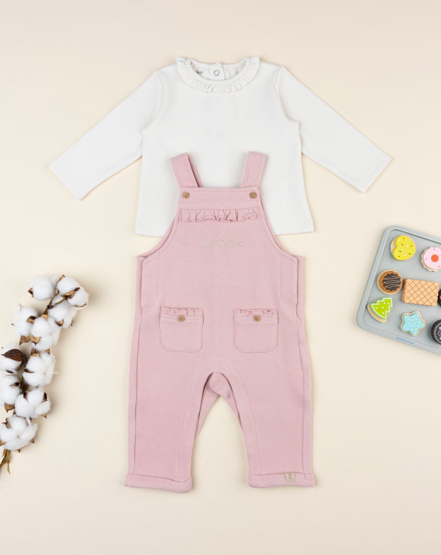 Completo bimba salopette rosa