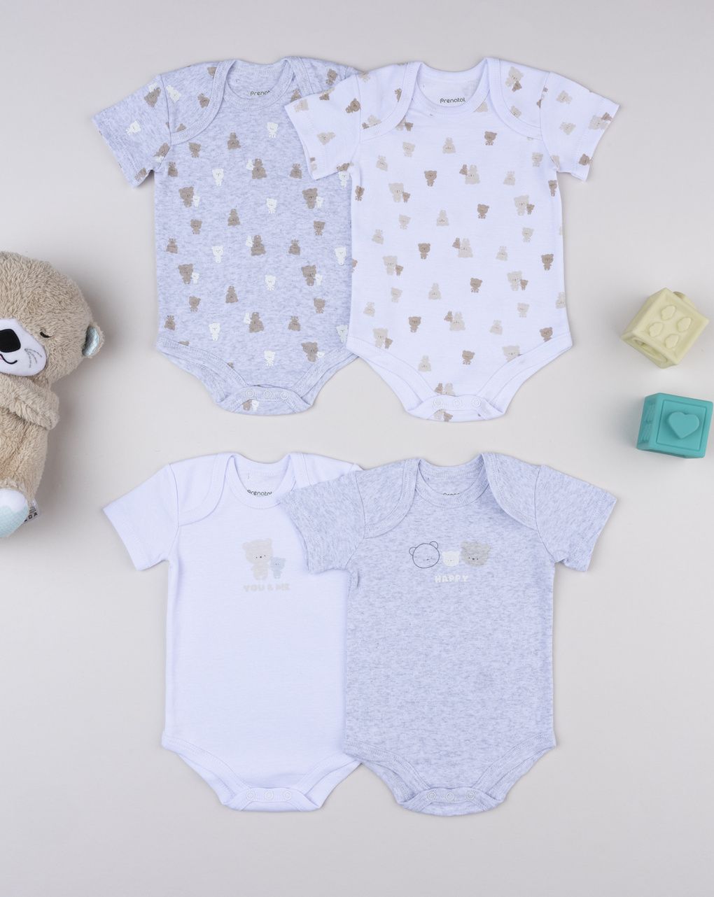 Pack 5 body grigio/bianco neonato