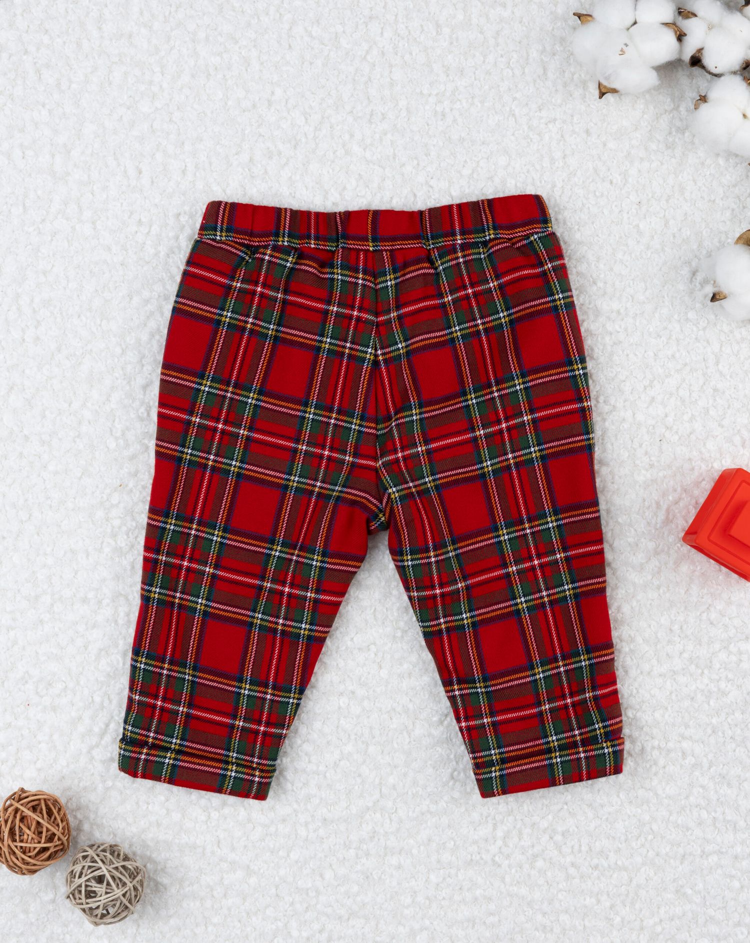 Pantalone bimbo tartan rosso