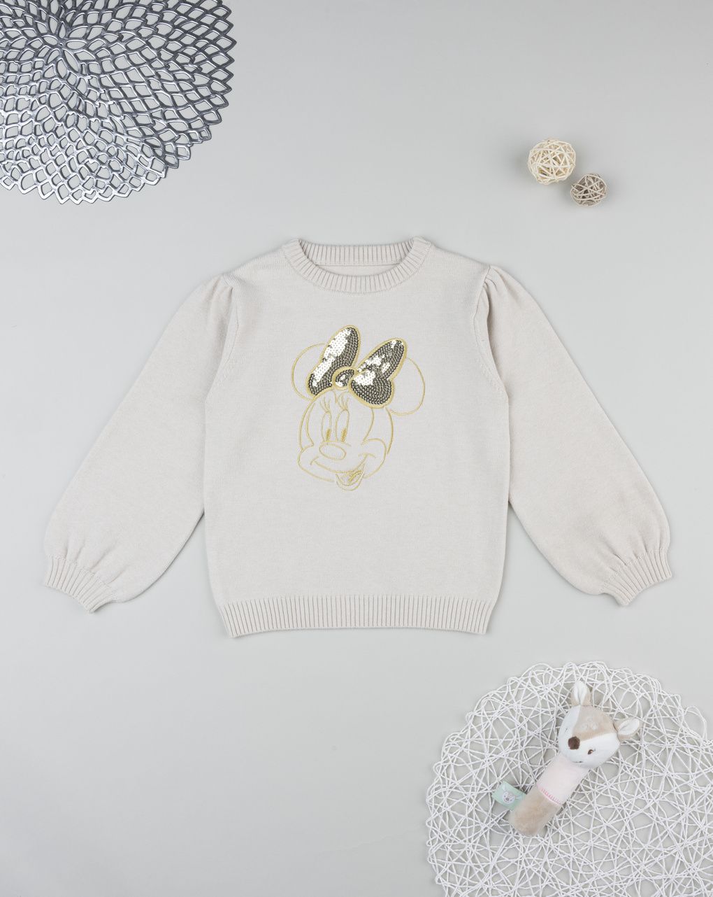 Maglione bambina beige minnie