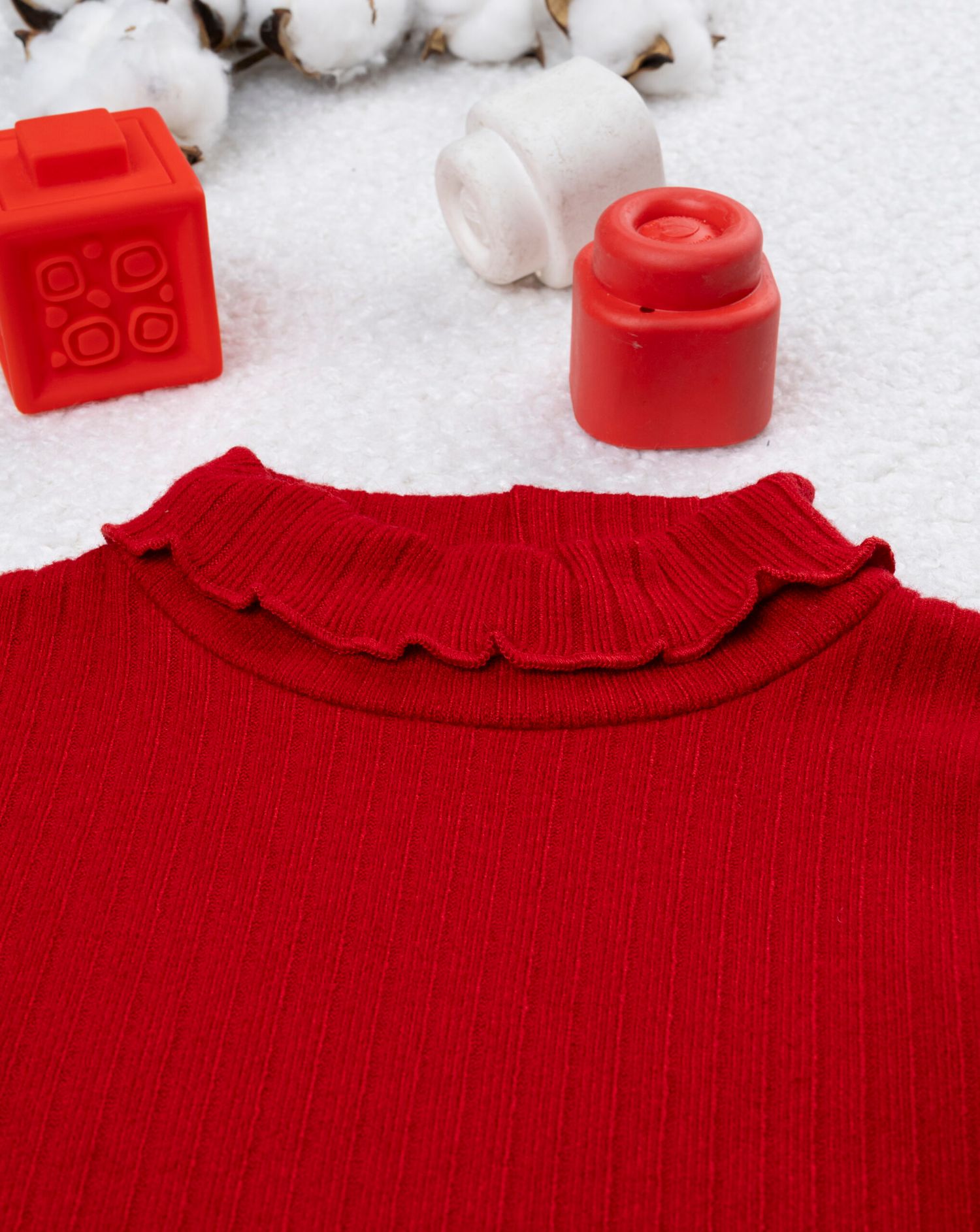 Lupetto costina bimba rosso