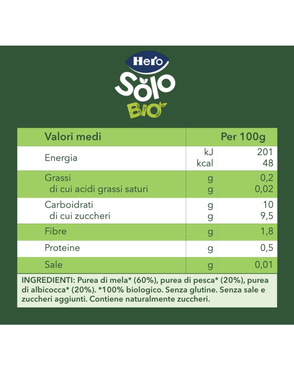 Omogeneizzato solo  mela pesca albicocca 4x120g - hero