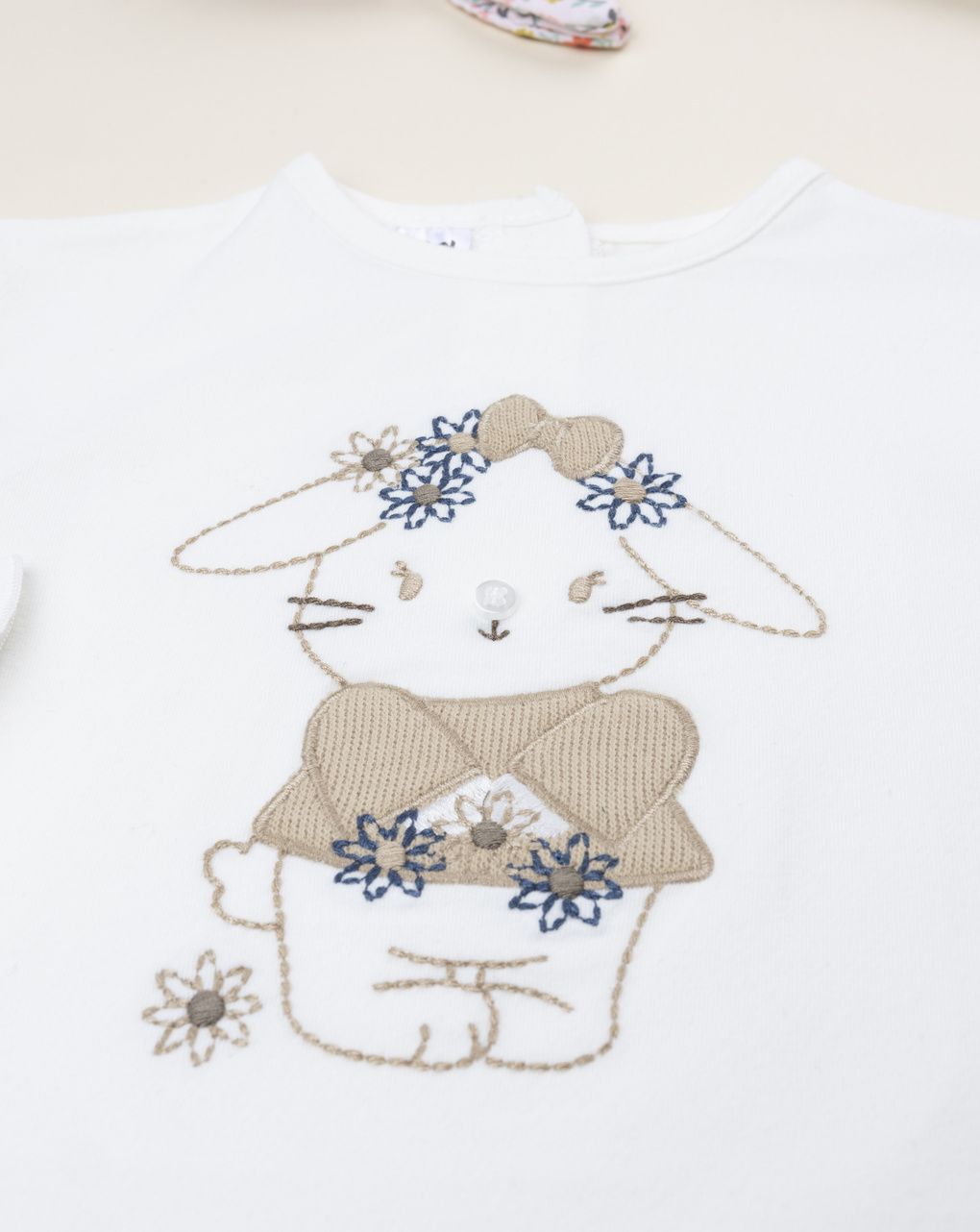 T-shirt bimba panna coniglietto