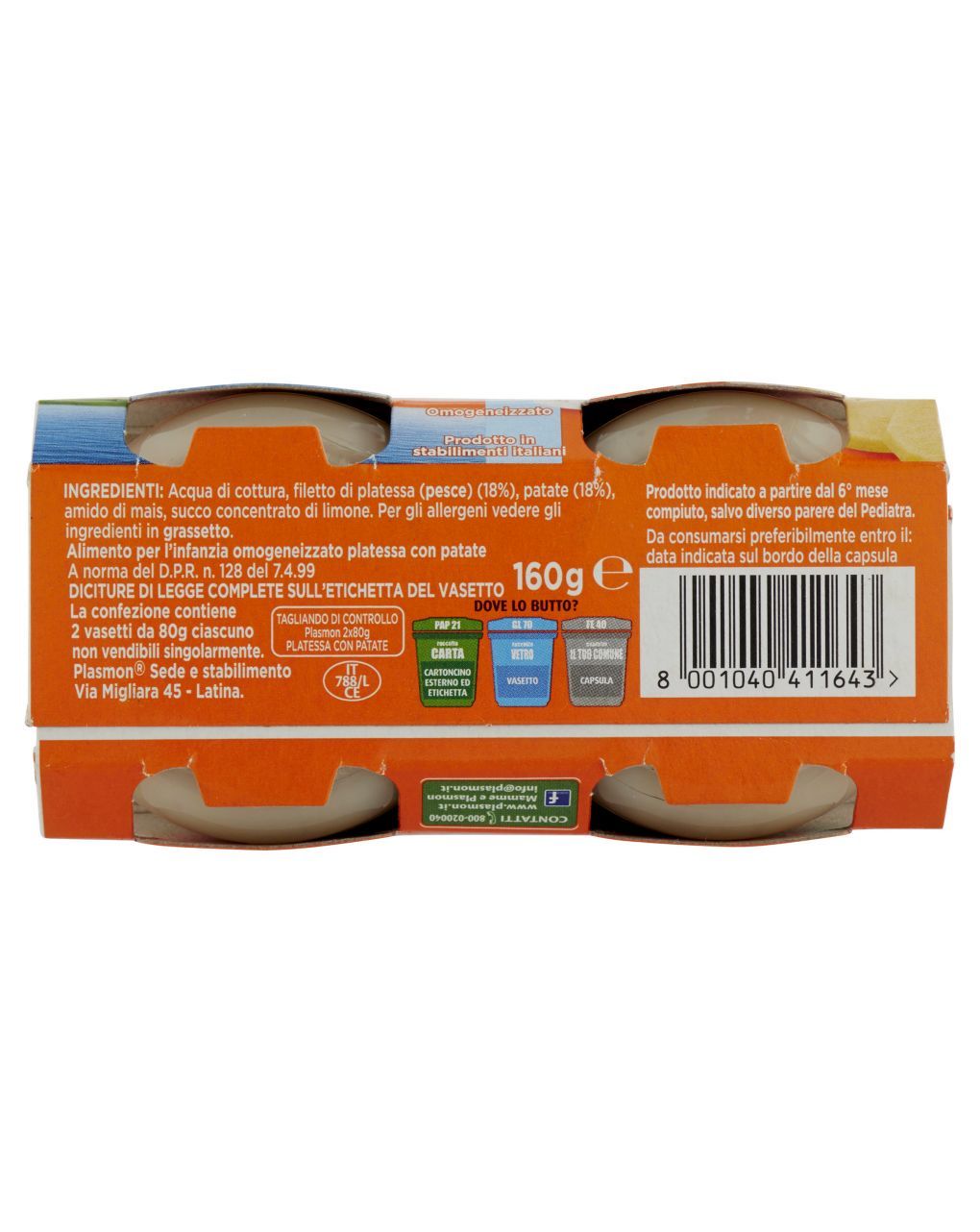 Omogeneizzato platessa 2x80g - plasmon
