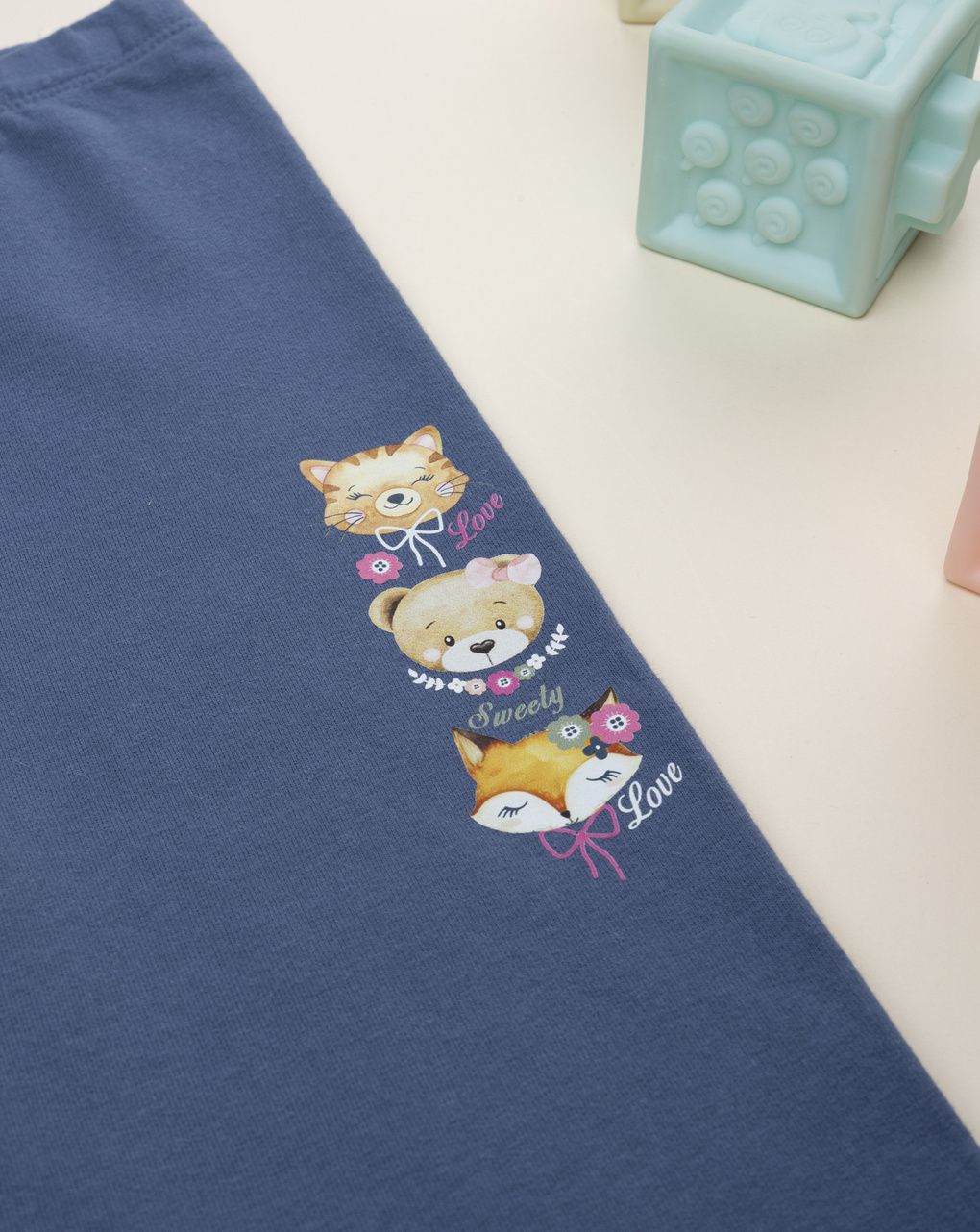 Legging bimba blu con stampa