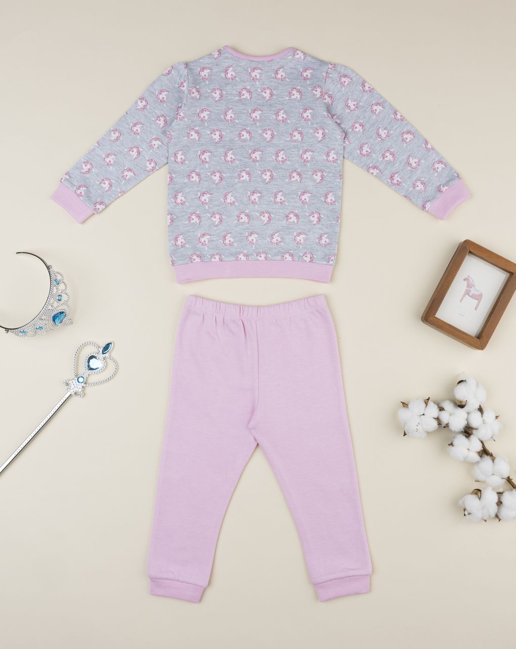 Pigiama bimba rosa/grigio unicorni