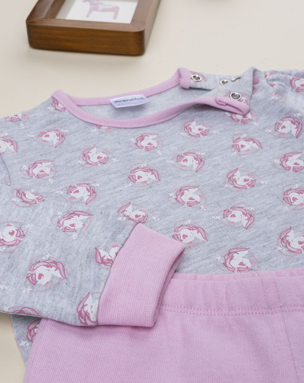 Pigiama bimba rosa/grigio unicorni
