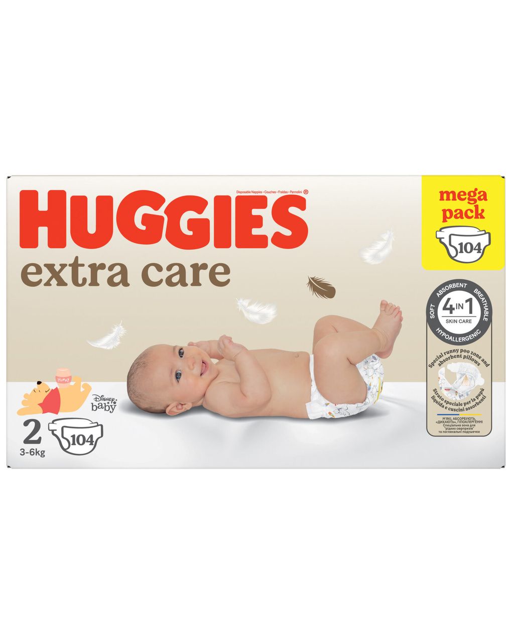 Pannolini extra care mega pack tg. 2 (3-6 kg) - 104 pannolini - huggies