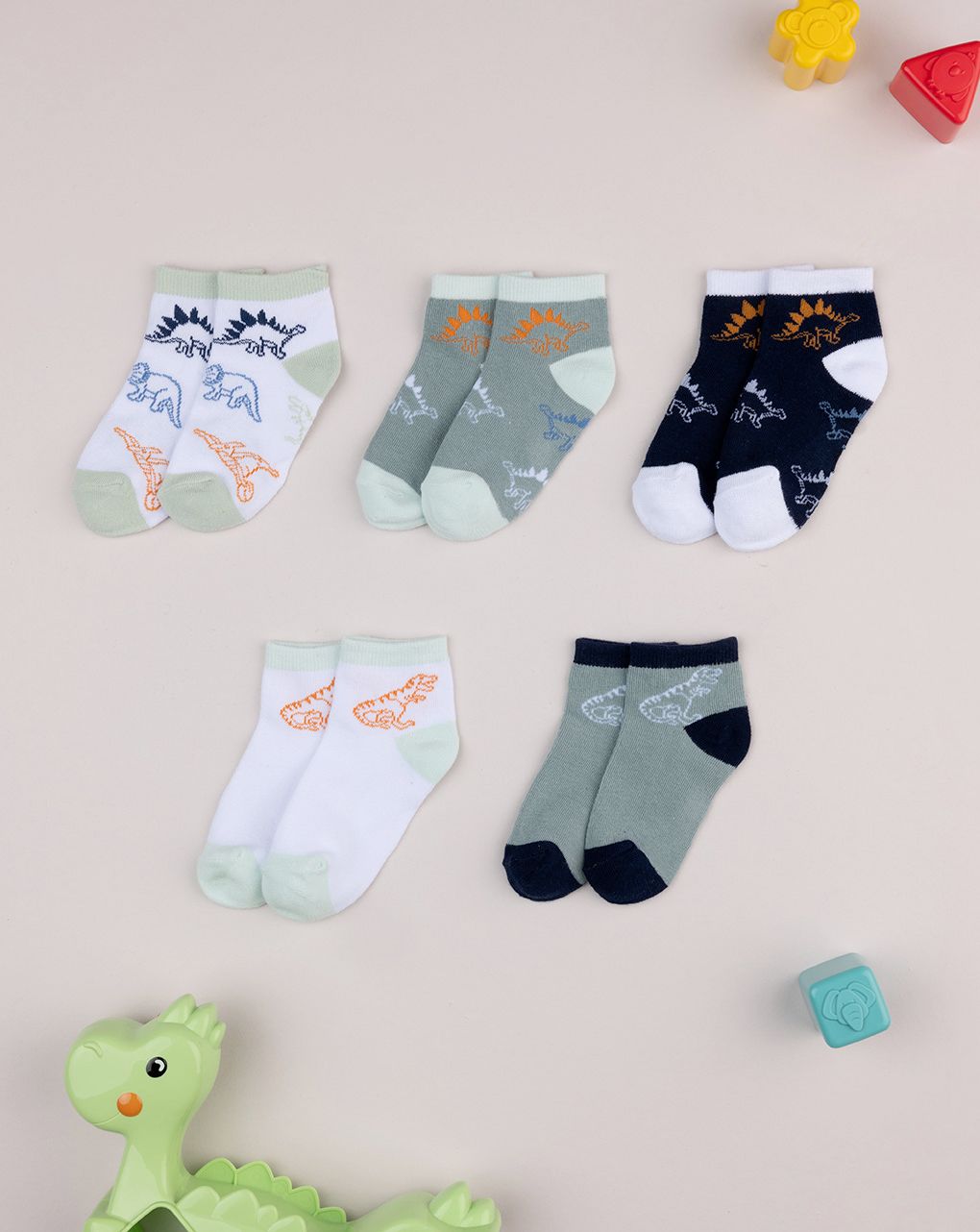 Pack 5 calze corte bimbo dino