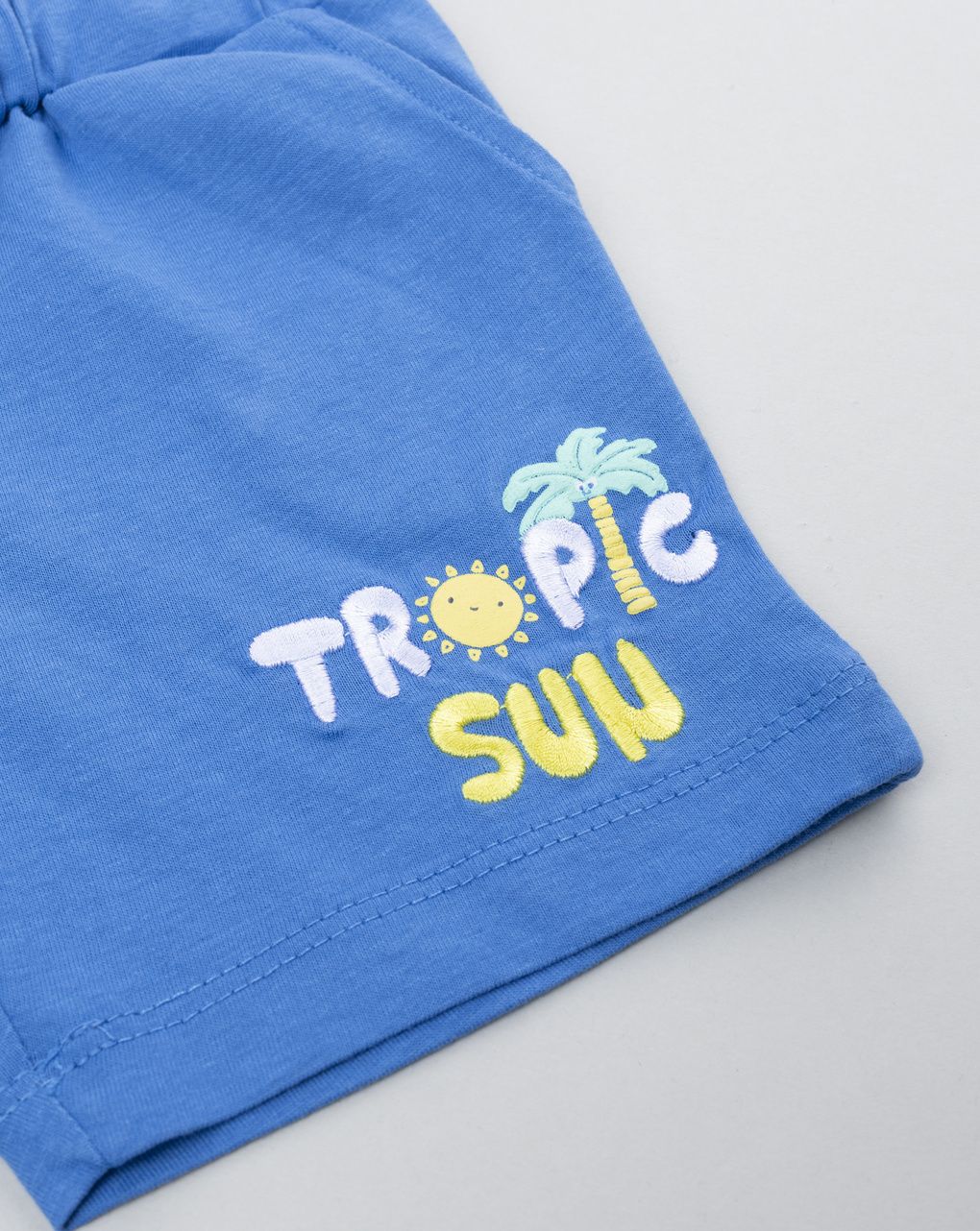 Shorts blu bimbo con stampa