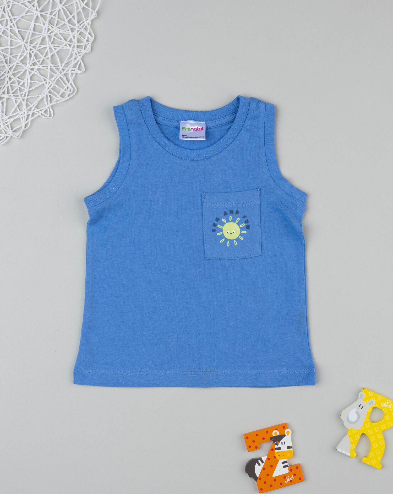 Canotta bimbo bluette taschino sole