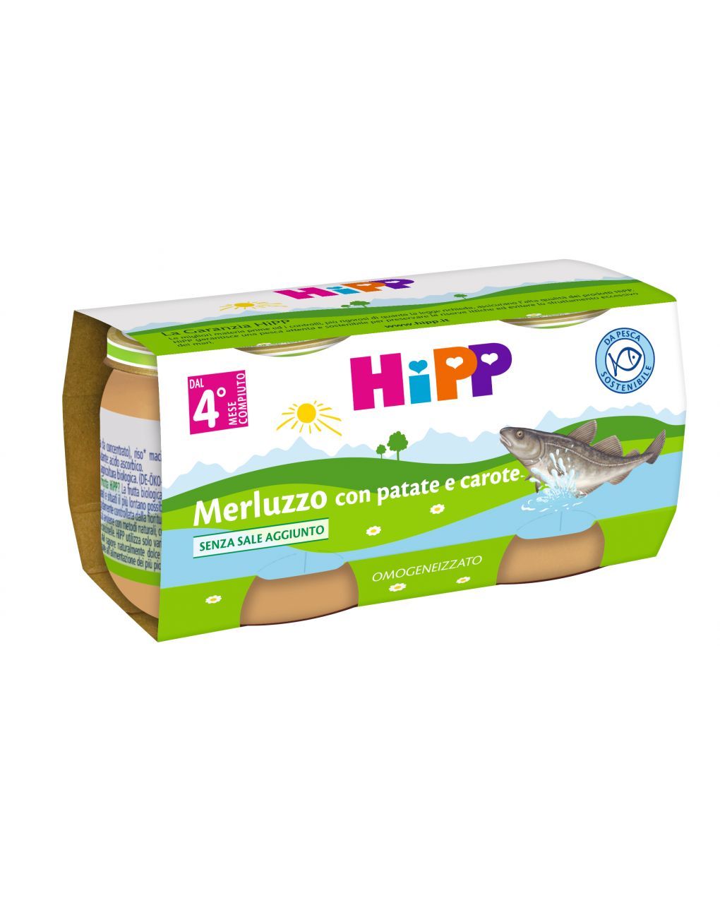 Omogeneizzato merluzzo con patate e carote 2x80g - hipp