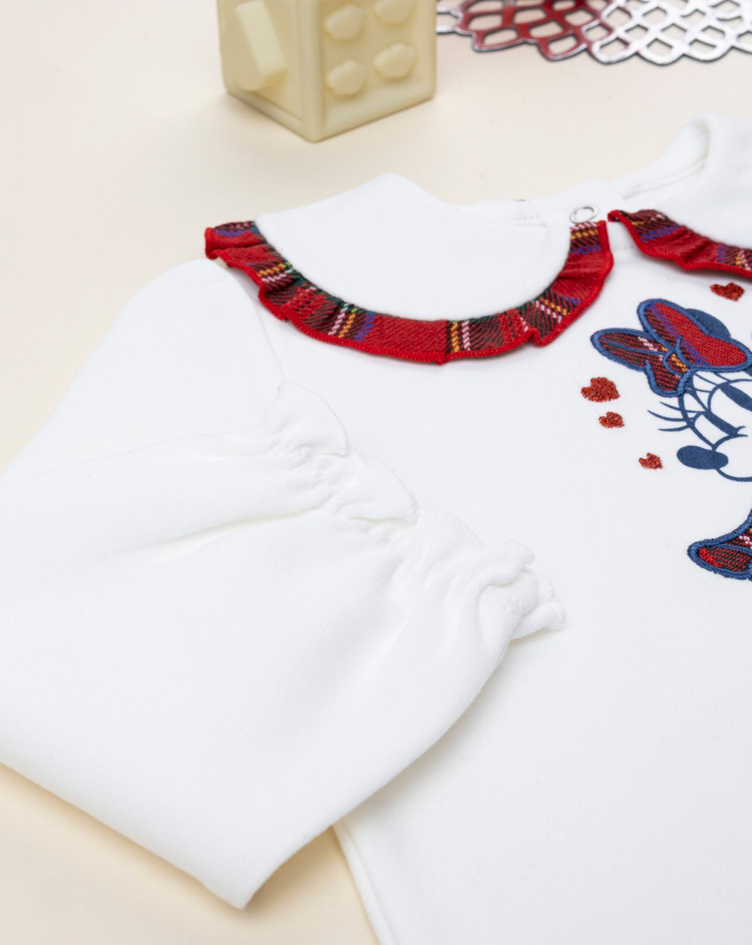 Polo bimba bianca minnie con colletto
