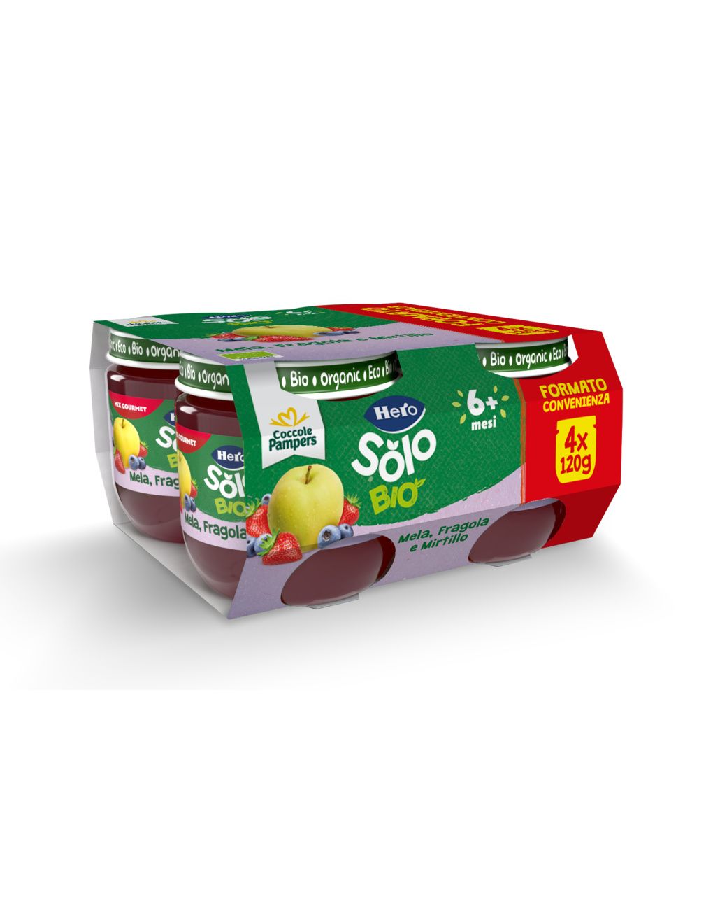 Omogeneizzato solo  mela fragola mirtillo 4x120g - hero