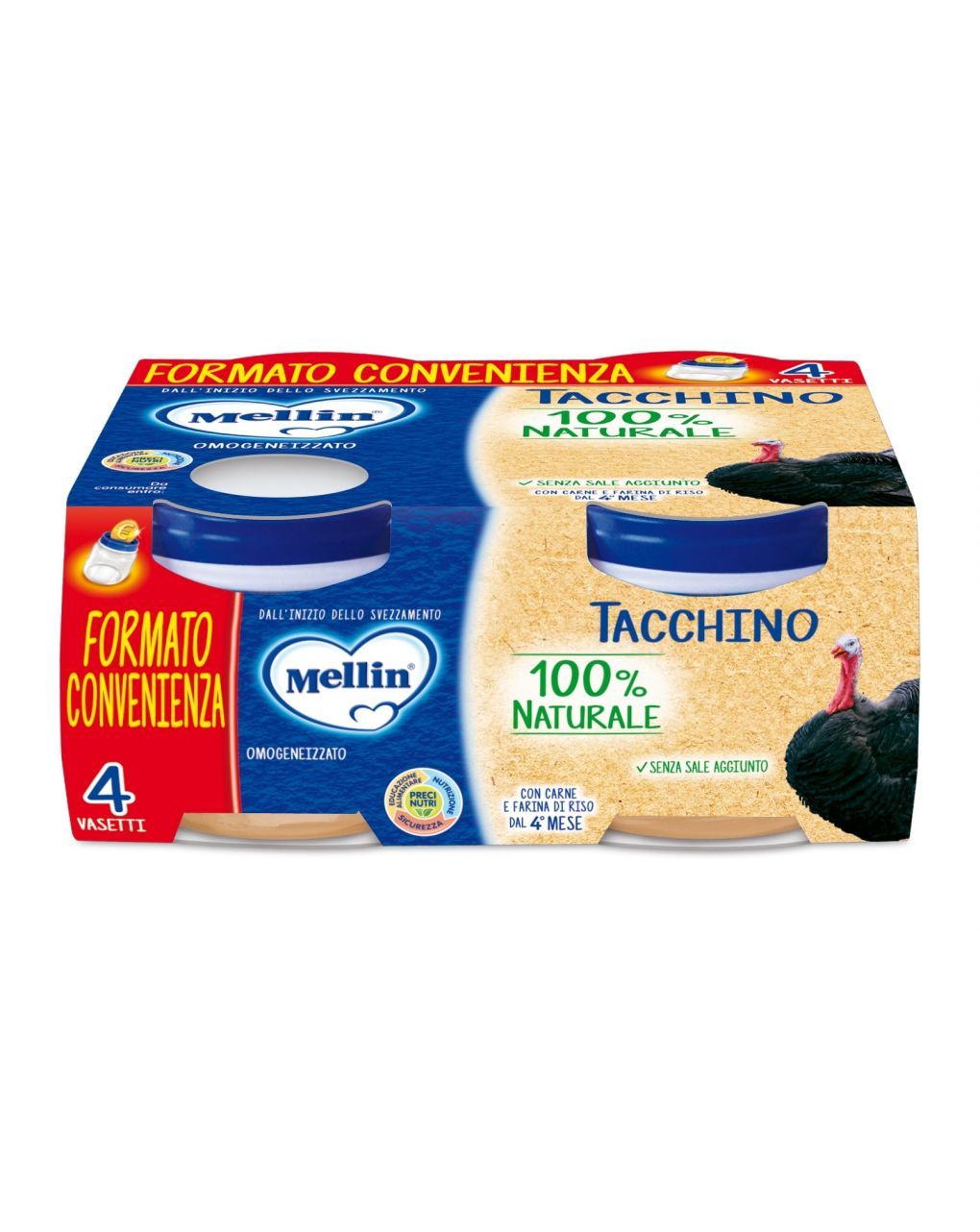 Omogeneizzato tacchino 4x80g - mellin