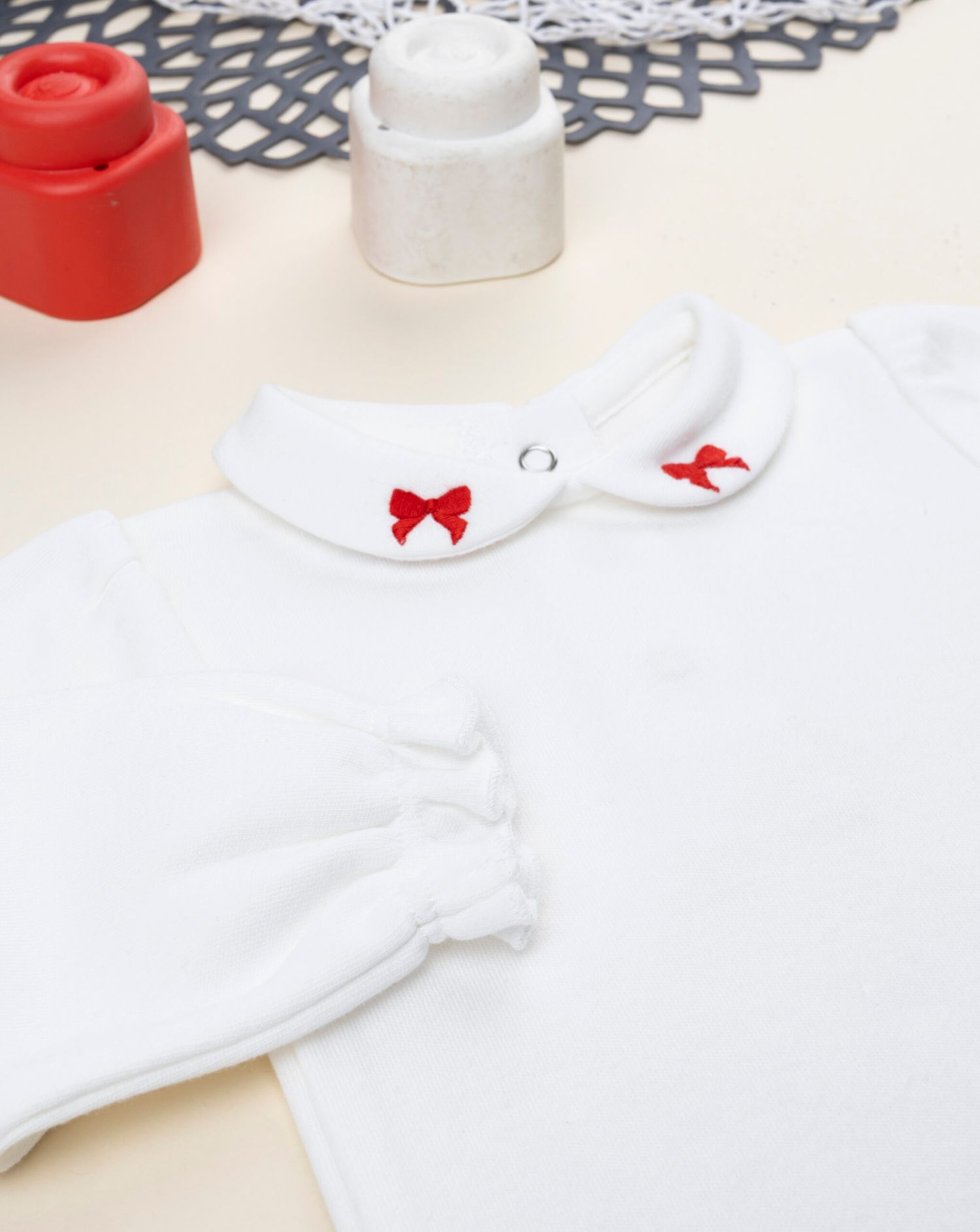 Body bimba bianco ricamato