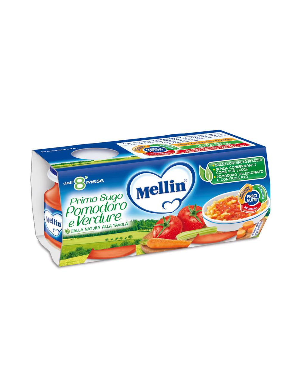 Omogeneizzato primo sugo pomodoro e verdure 2×80 gr - mellin