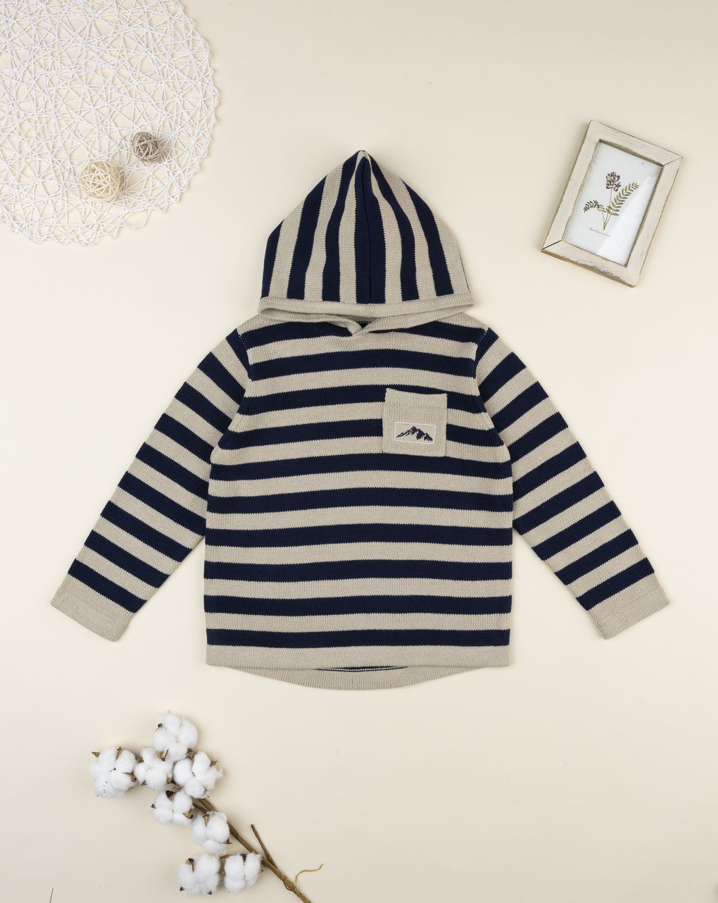 Felpa bimbo rigata blu/beige