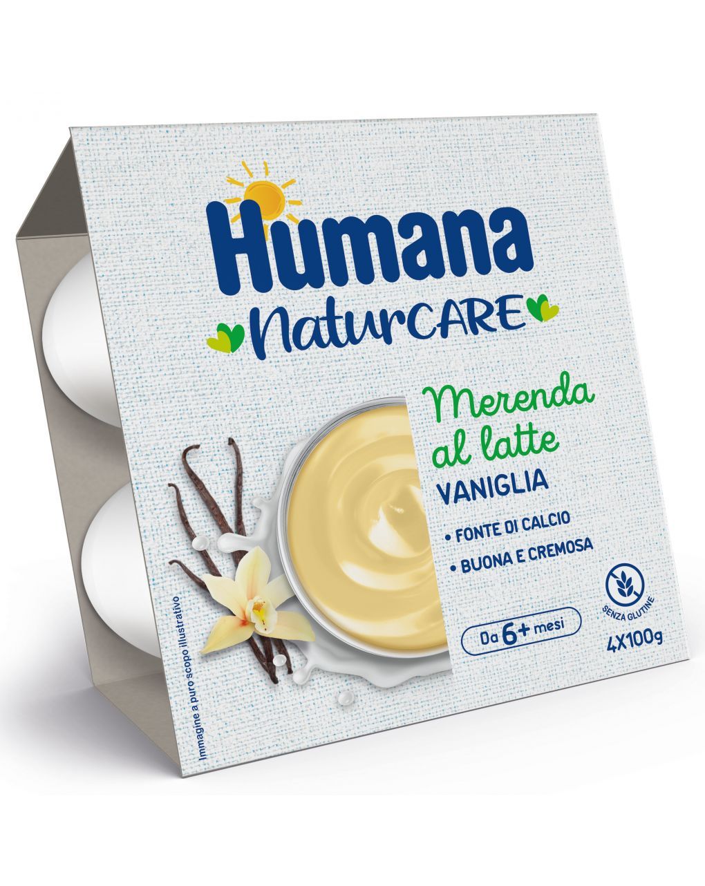 Merenda latte vaniglia 4x100gr - humana