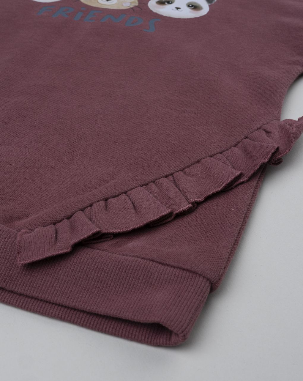 Jogger bambina bordeaux/blu con stampa