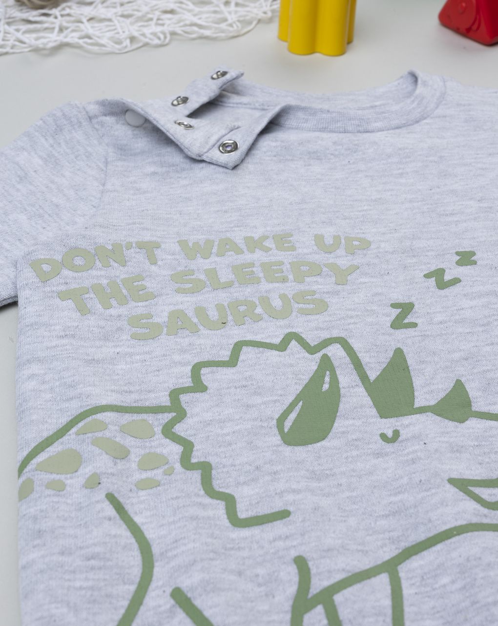 Pigiama bimbo verde/grigio dino