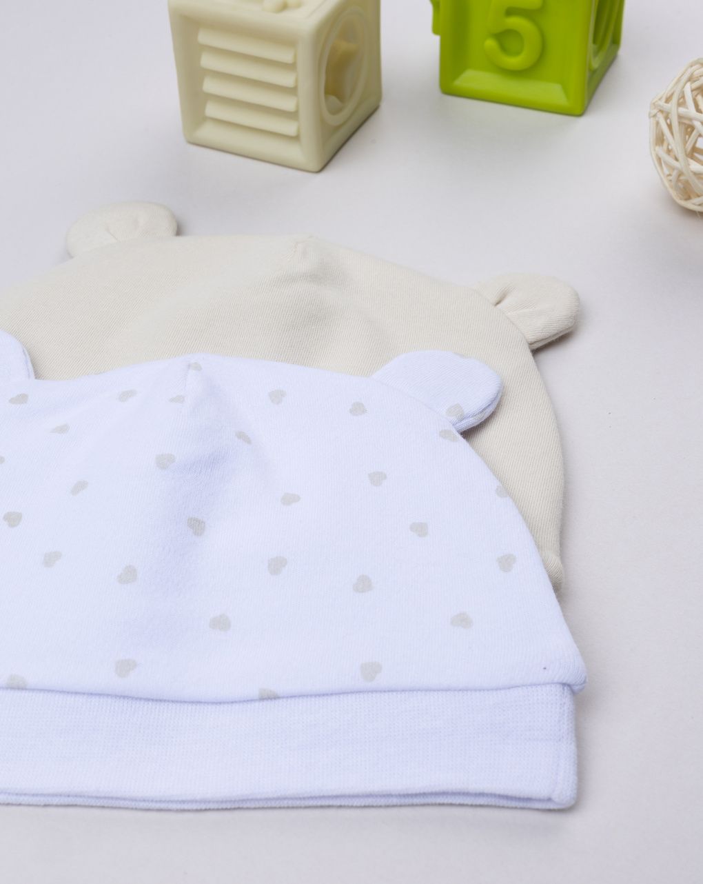 Pack 2 berretti neonata panna/beige- corredino
