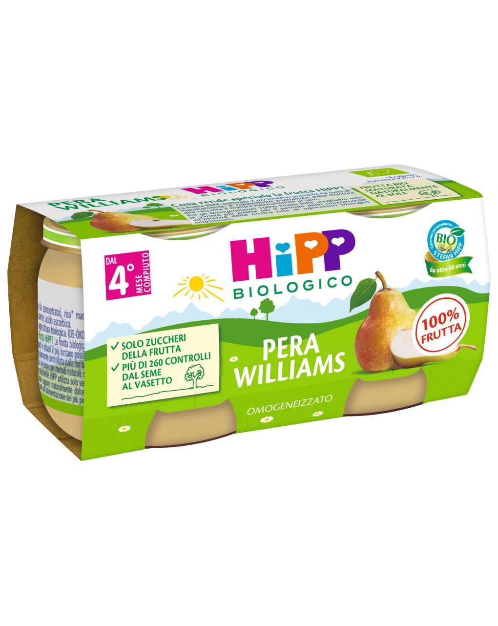 Omogeneizzato pera williams 100% 2x80g - hipp