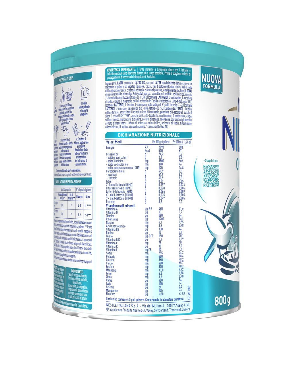 Nidina optipro 2 da 6 mesi, latte di proseguimento in polvere, latta da 800g - nestlé