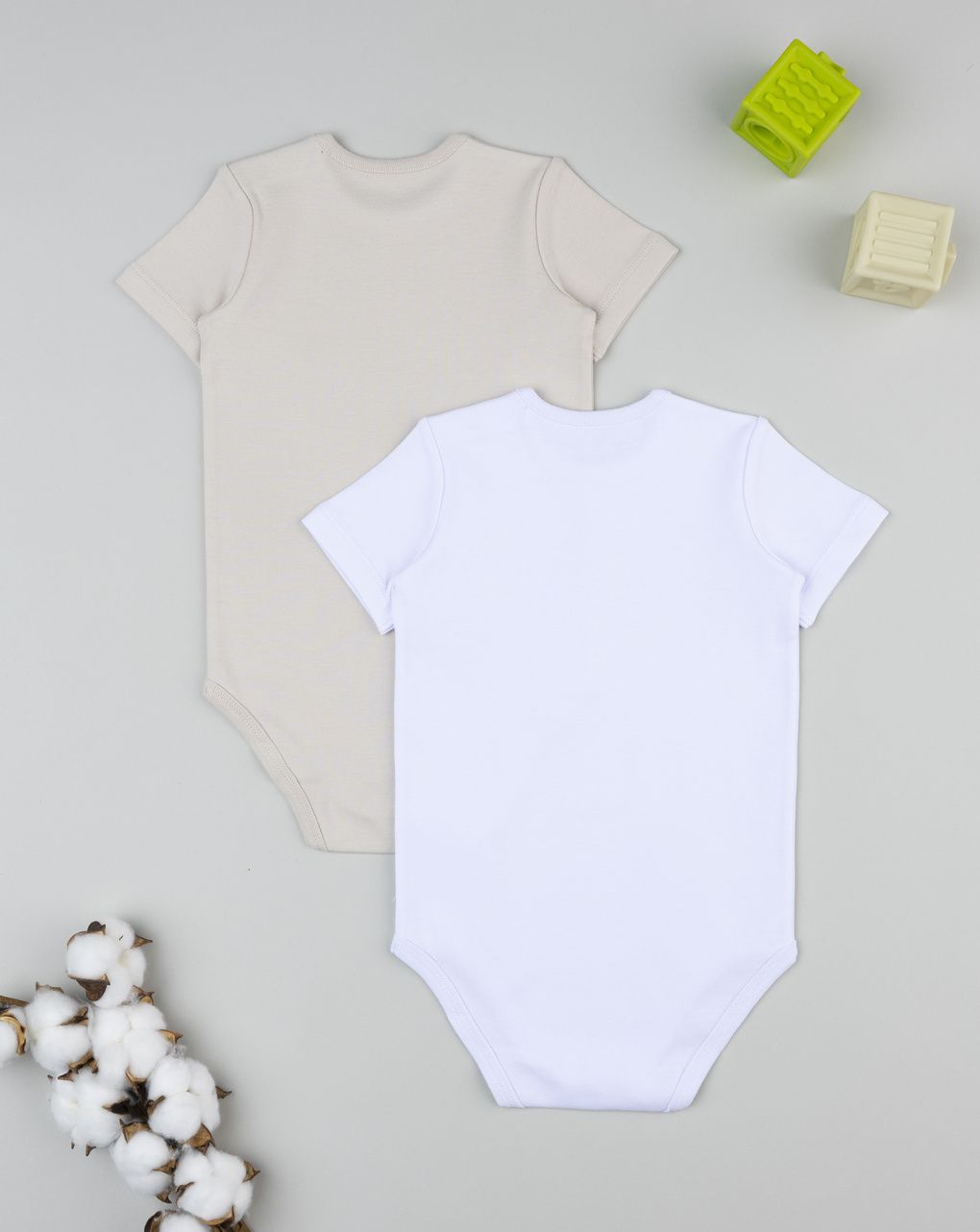 Pack 2 body bimbo bianco/beige orsetto