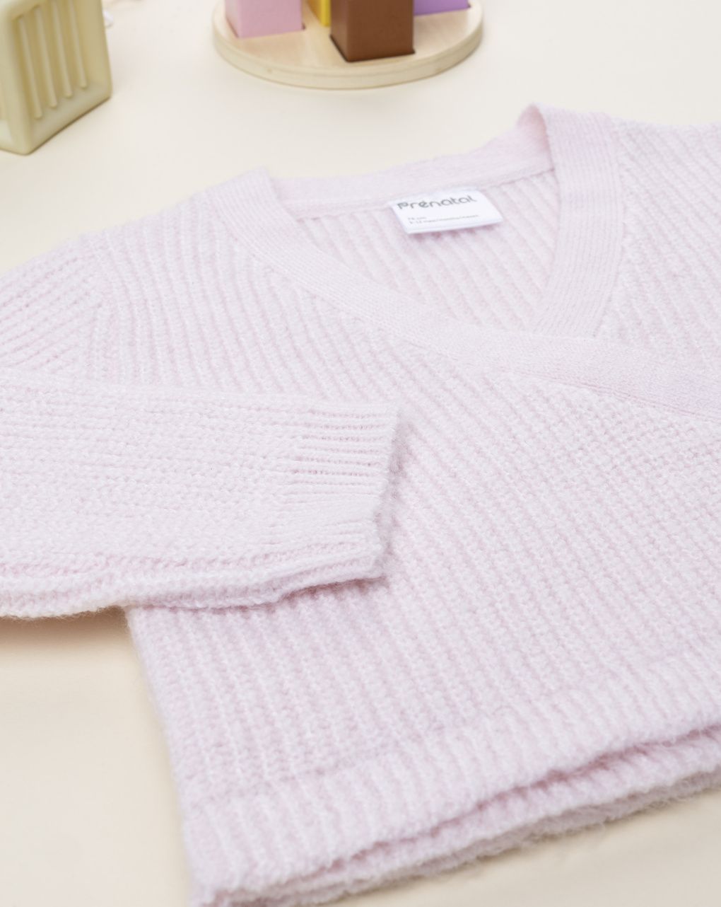 Cardigan bimba rosa con fiocco
