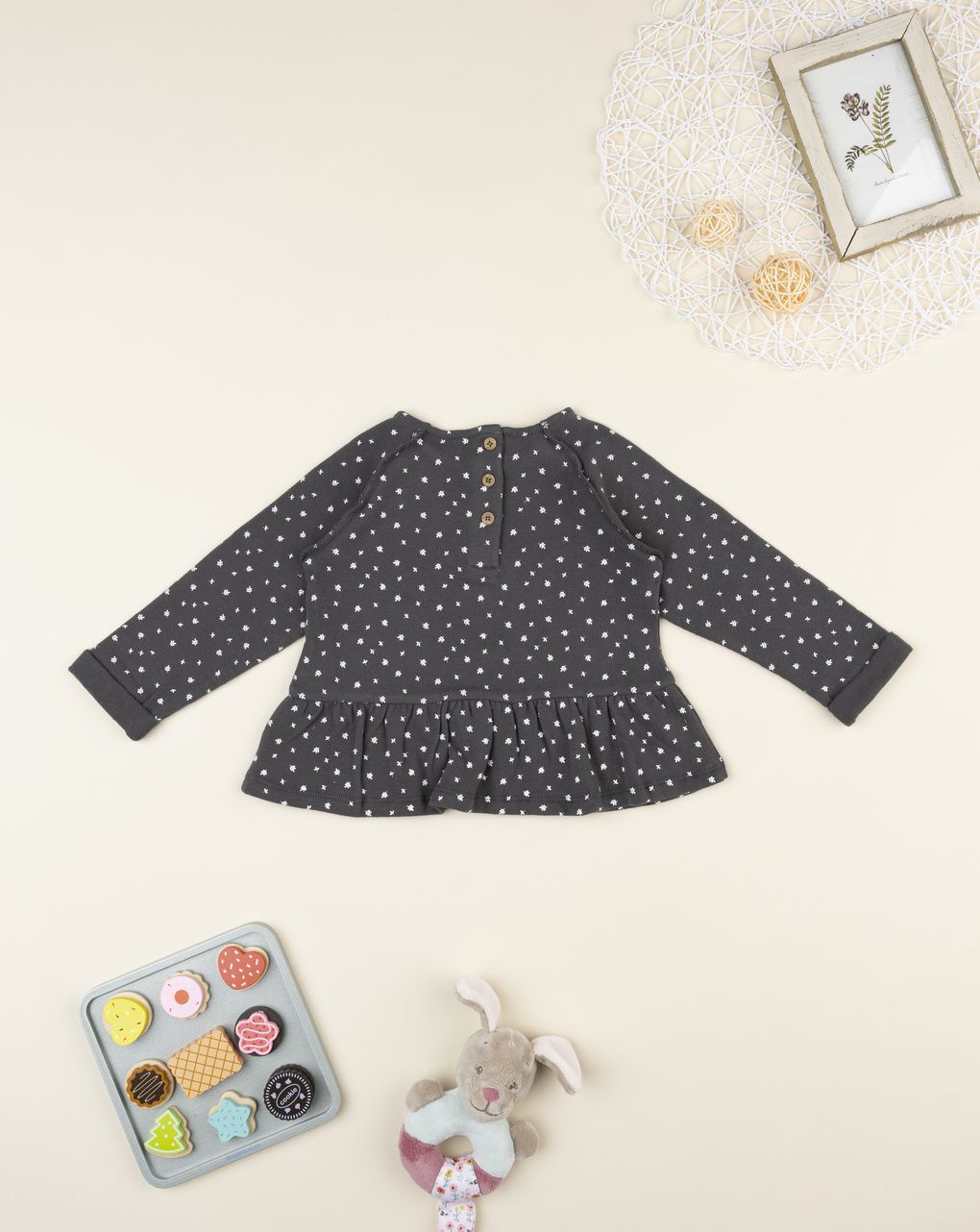 T-shirt bimba grigio allover