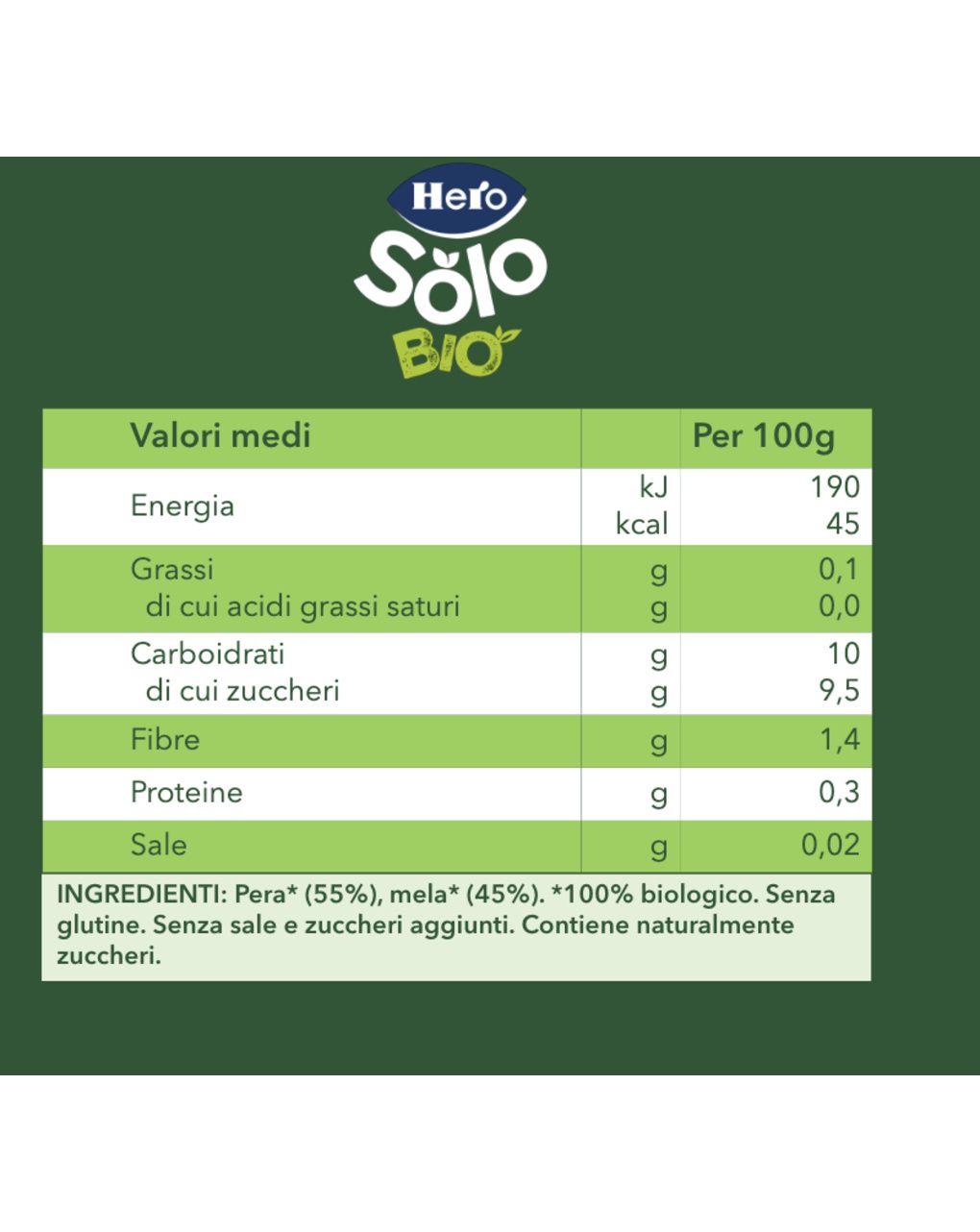 Omogeneizzato solo pera mela 4x120g - hero