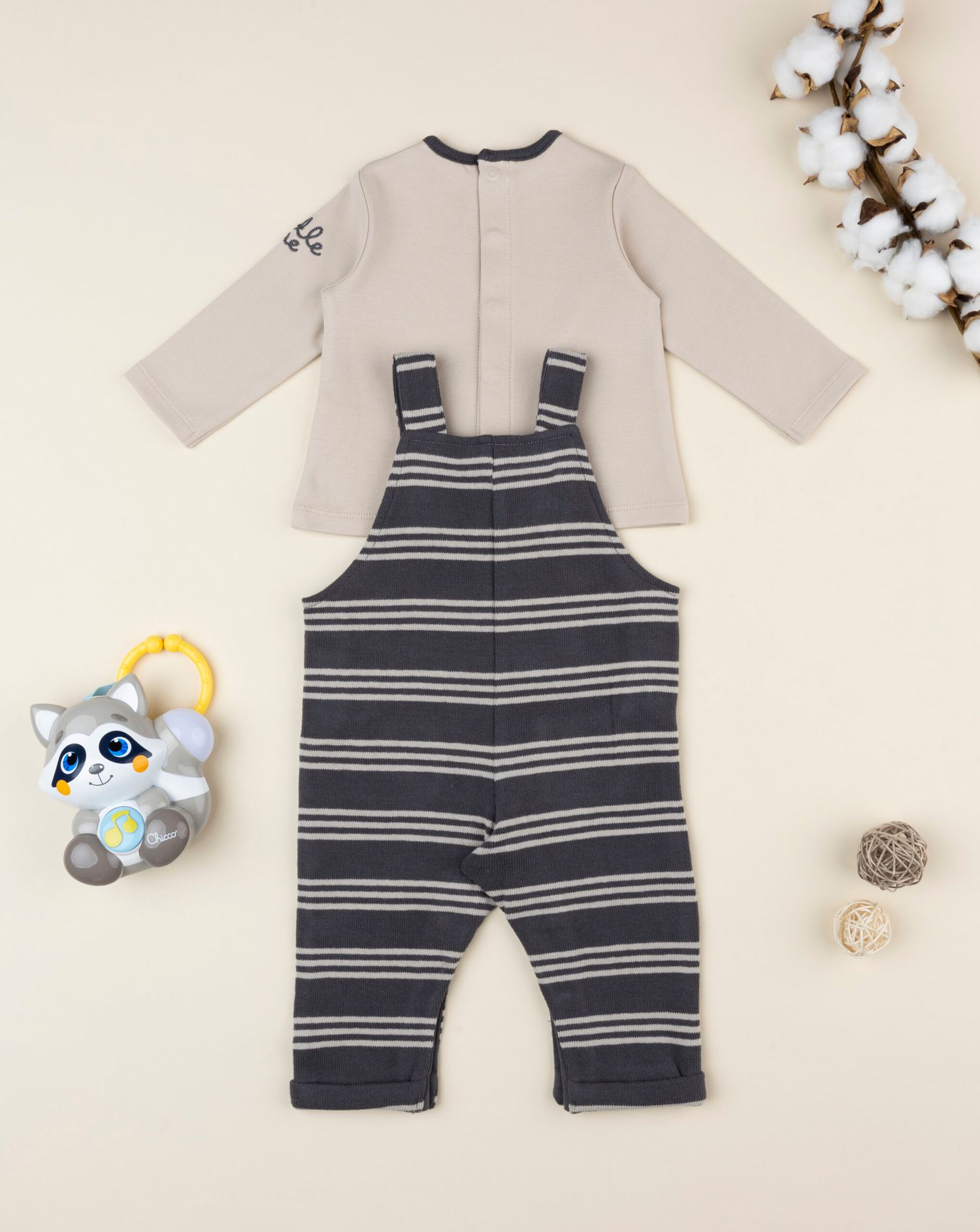 Completo bimbo salopette grigio/marrone