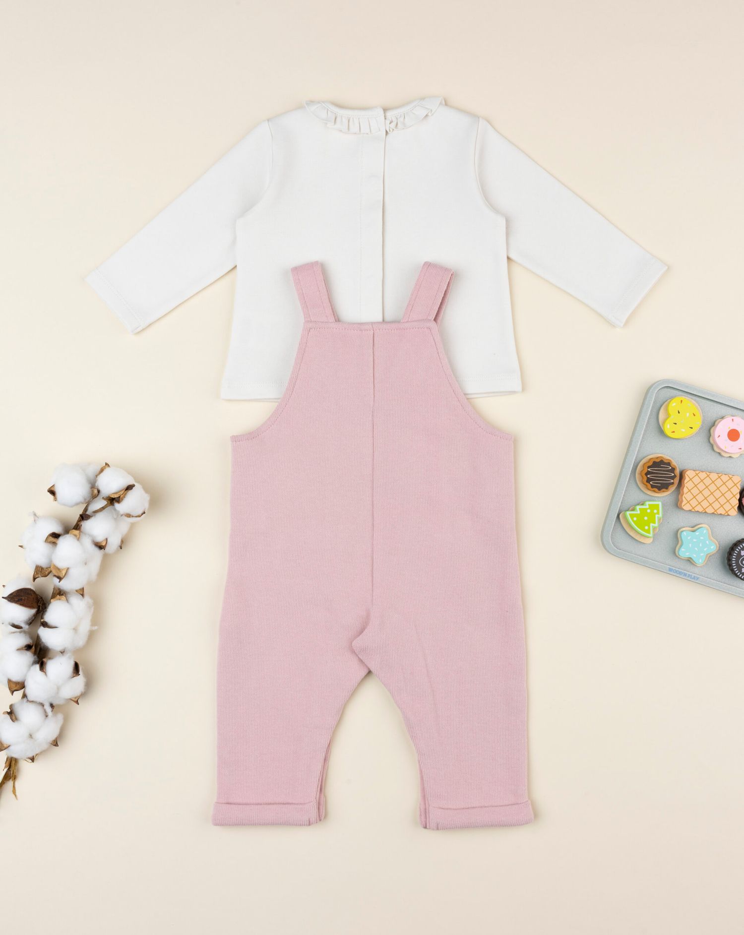 Completo bimba salopette rosa