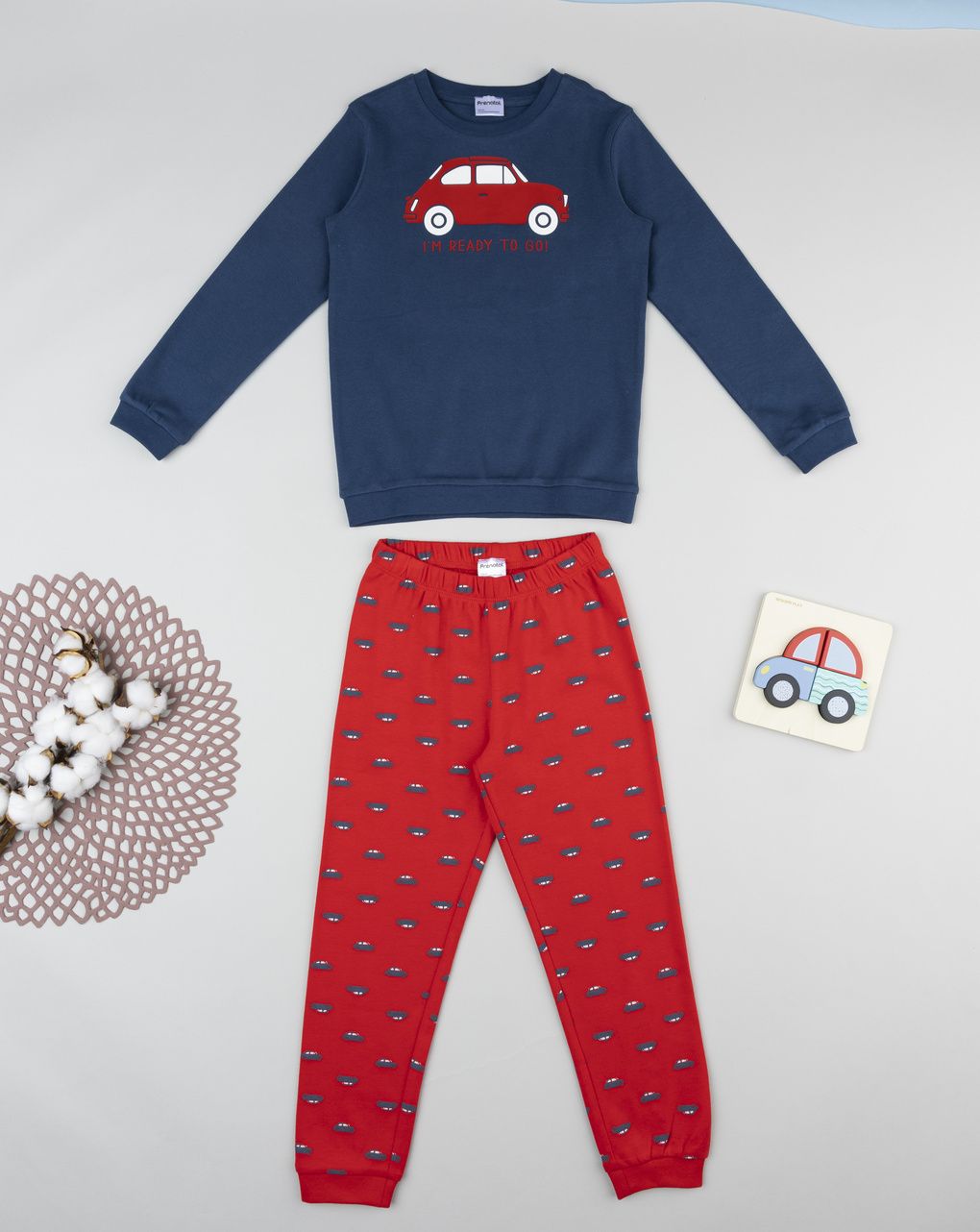 Pigiama bambino macchine blu/rosso