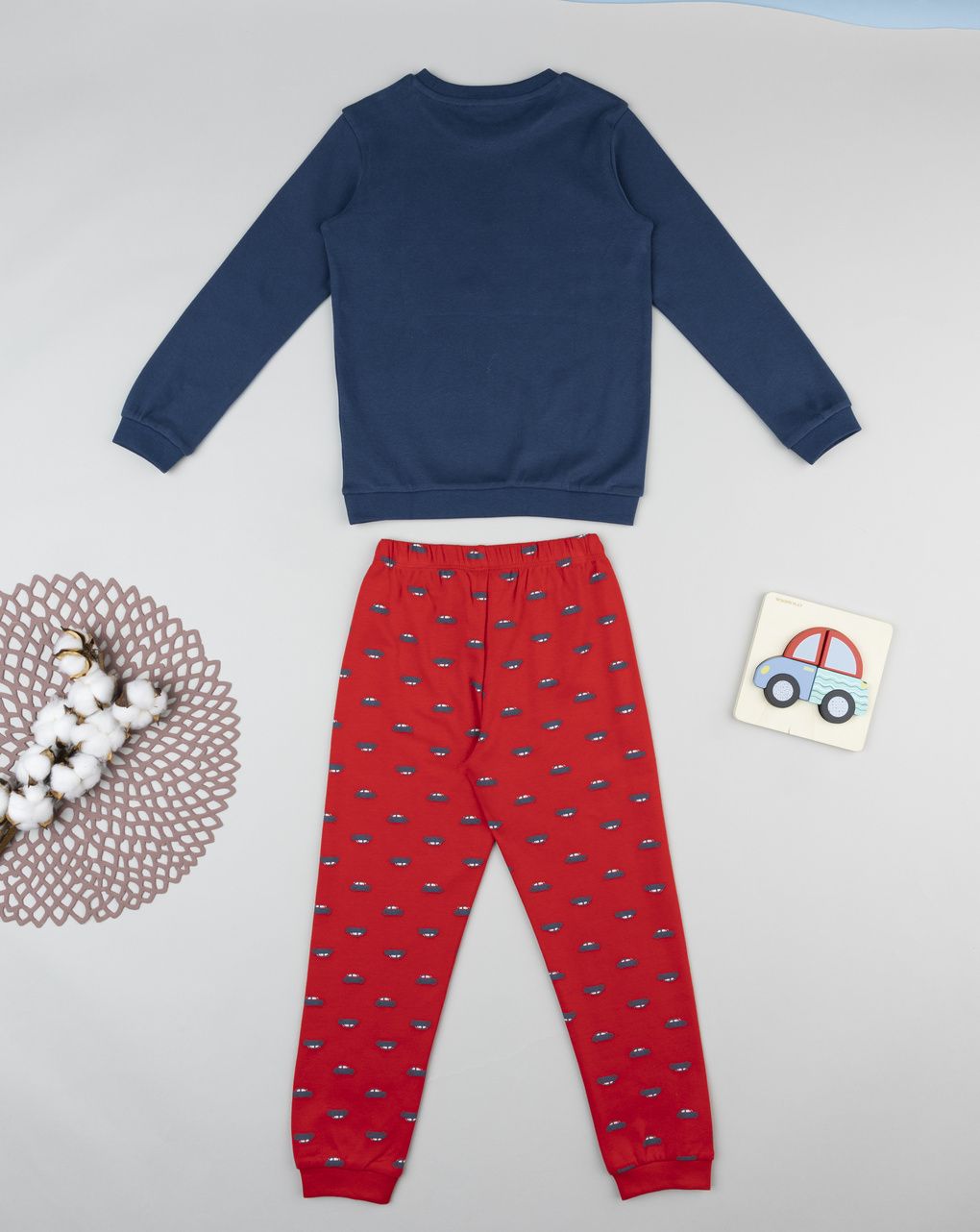 Pigiama bambino macchine blu/rosso