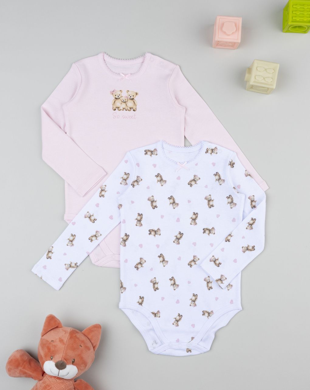 Pack 2 body manica lunga bimba orsi