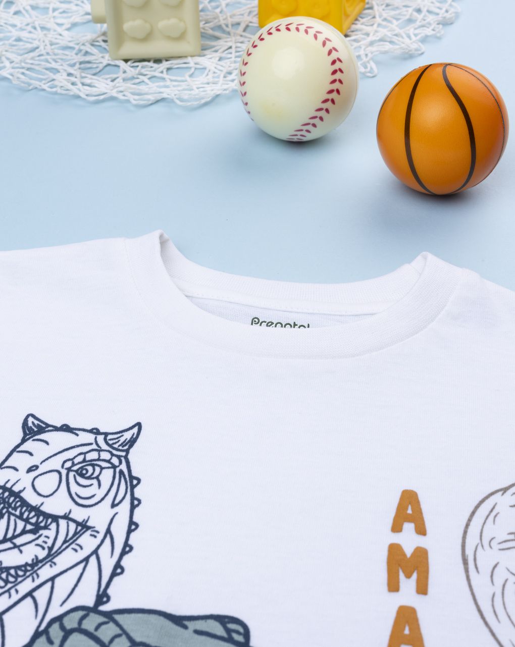 T-shirt bambino bianca dino