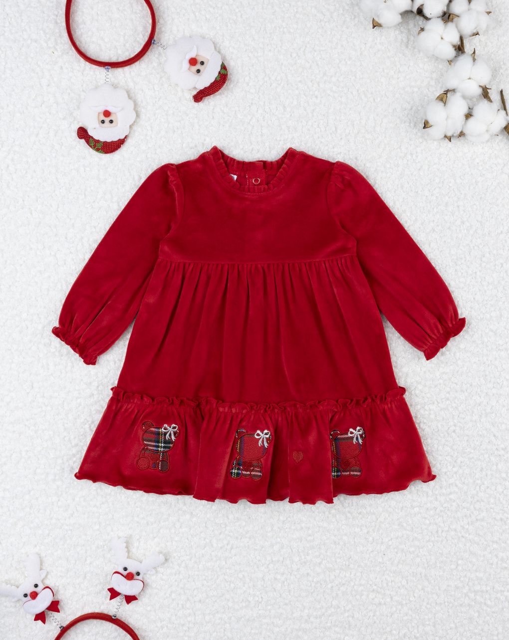 Abito bimba rosso ricami natale